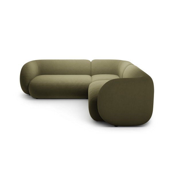 Zelená zamatová rohová pohovka Kate – Micadoni -image-1