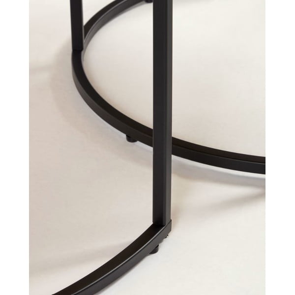 Hnedé okrúhle konferenčné stolíky v súprave 2 ks s doskou v dekore orechového dreva ø 80 cm Yona - Kave Home-image-3