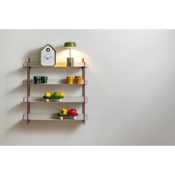 Vínovočervená/sivá poschodová kovová polica 60 cm Reina Cuatro – PT LIVING-image-1