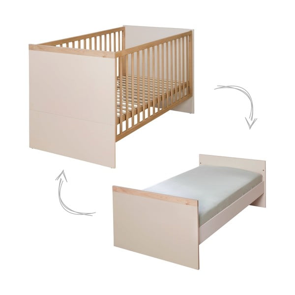 Béžová/v prírodnej farbe postieľka s nastaviteľnou výškou 70x140 cm Jil – Roba-image-2