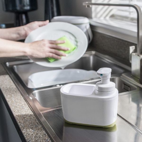 Bielo-zelený dávkovač na mydlo Addis-image-3