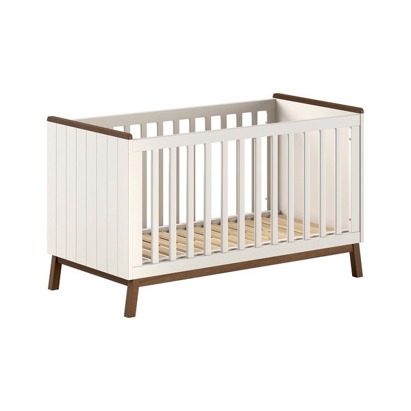 Béžová postieľka z borovicového dreva s odnímateľným bokom/s nastaviteľnou výškou 70x140 cm Sezane – Vipack