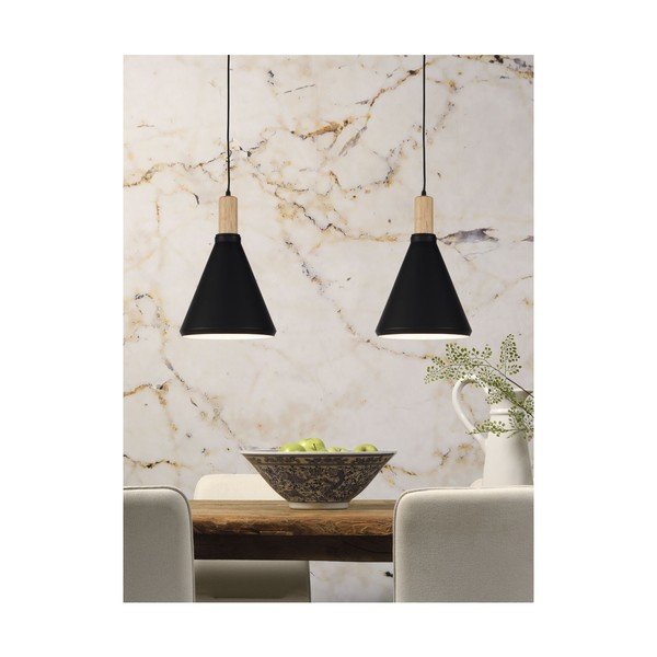 Závesné svietidlo s kovovým tienidlom v čierno-prírodnej farbe ø 25 cm Melbourne – it's about RoMi-image-3