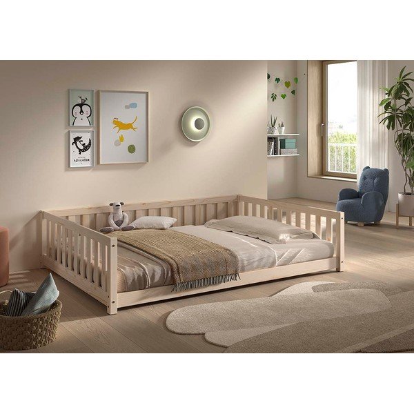 Detská posteľ z borovicového dreva s roštom 140x200 cm v prírodnej farbe Dallas – Vipack-image-1