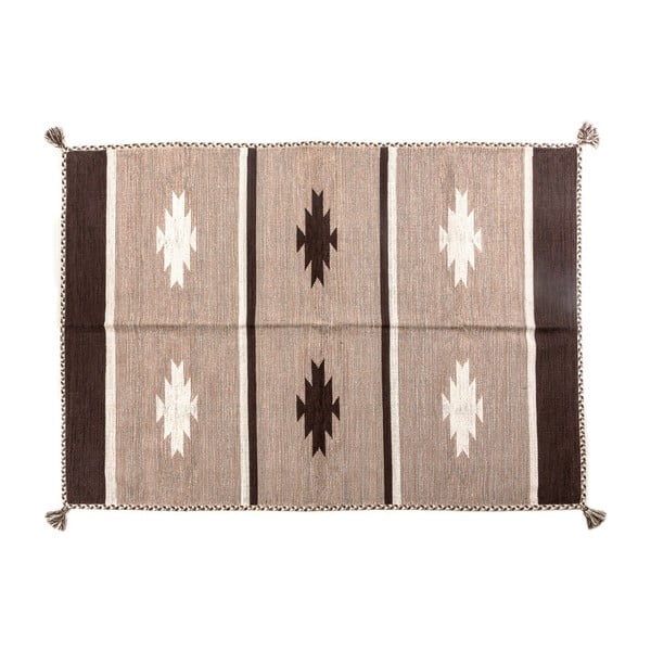 Béžovo-hnedý ručne tkaný koberec Navaei & Co Kalush Kilim 115, 200 x 140 cm