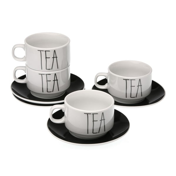 Sada 4 šálok s tanierikom Versa Tea