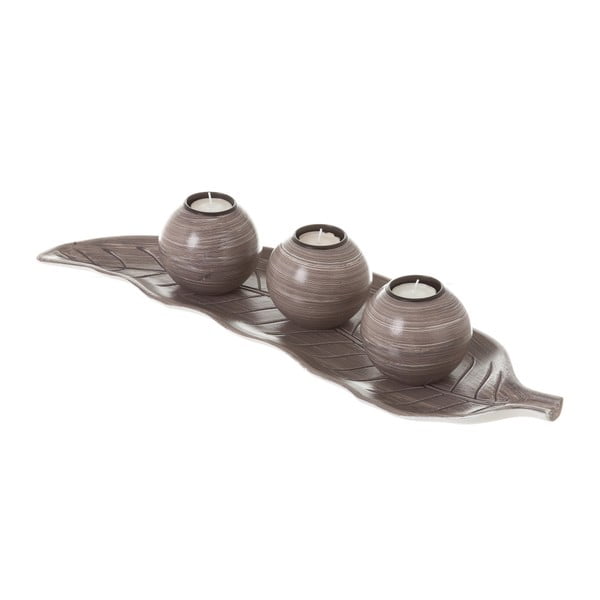 Stojan v tvare listu na 3 čajové sviečky  Unimasa