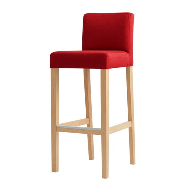 Červená barová stolička s prírodnými nohami Custom Form Wilton