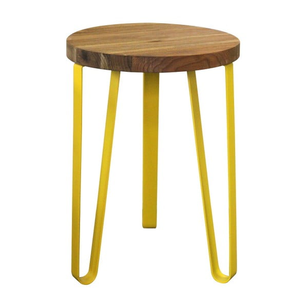 Odkladací stolík so žltými nohami z brestového dreva a kovu Red Cartel Sandy