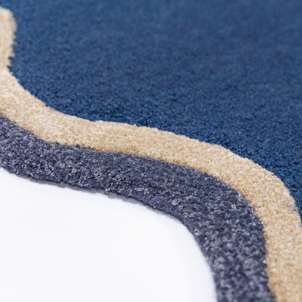 Tmavomodrý ručne tkaný koberec s prímesou vlny 160x230 cm Rivo Wool – Flair Rugs-image-4