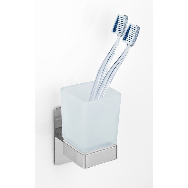 Samodržiaci sklenený téglik na zubné kefky v lesklo striebornej farbe Genova – Wenko-image-1