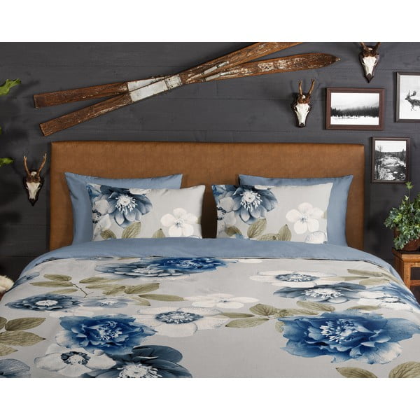 Modro-sivé predĺžené flanelové obliečky na dvojlôžko 200x220 cm Gabin – Good Morning-image-3