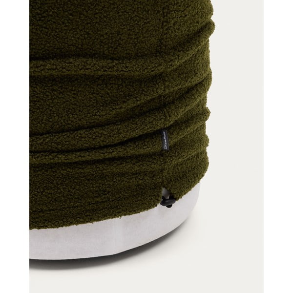 Zelený taburet z textílie buklé Kaeli – Kave Home-image-2