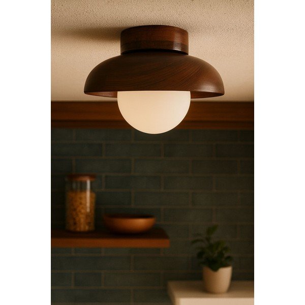 Hnedé stropné svietidlo so skleneným tienidlom ø 24 cm Elsa – Opviq lights-image-1