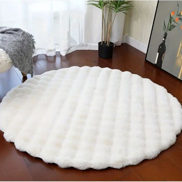Biely umývateľný okrúhly koberec ø 80 cm Bubble White – Mila Home-image-3