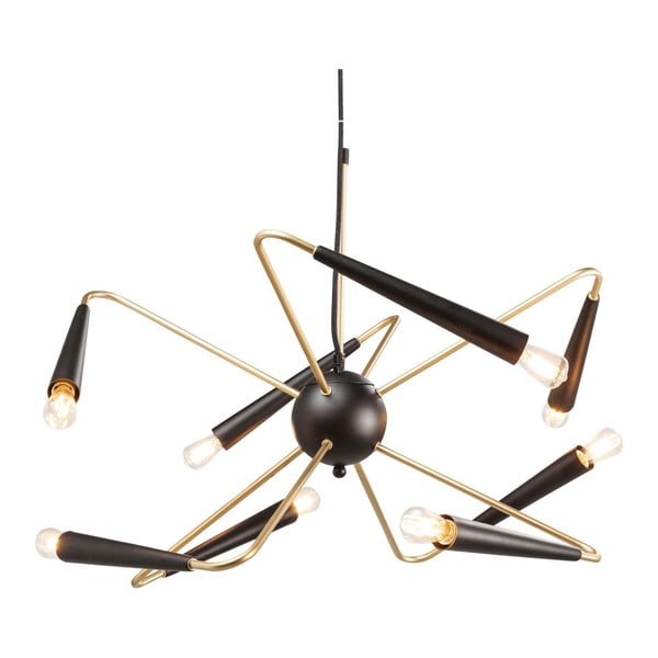 Čierne stropné svietidlo s detailmi v zlatej farbe Kare Design Harlekin