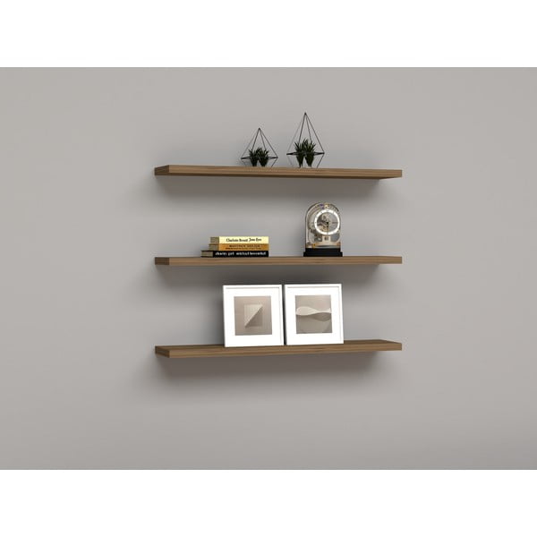 Polica v dekore orecha v súprave 3 ks Boss - Kalune Design-image-1