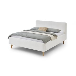 Biela čalúnená dvojlôžková posteľ s úložným priestorom s roštom 180x200 cm Mattis - Meise Möbel