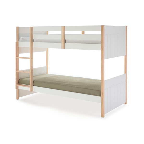 Biela poschodová detská posteľ z borovicového dreva 90x190 cm Kiara – Marckeric-image-2