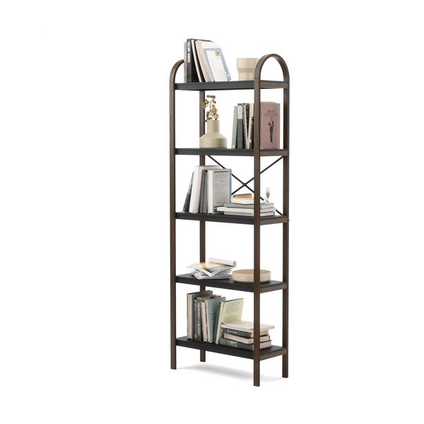 Čierny prírodný regál v dekore orecha 61x170 cm Bellwood - Umbra-image-4