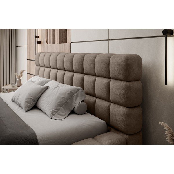 Svetlohnedá čalúnená dvojlôžková posteľ s úložným priestorom s roštom 180x200 cm Dizzle – ELTAP-image-4