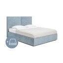 Modrá čalúnená dvojlôžková posteľ s úložným priestorom s matracom/s roštom 180x200 cm Thessa Bold – Bonami Selection