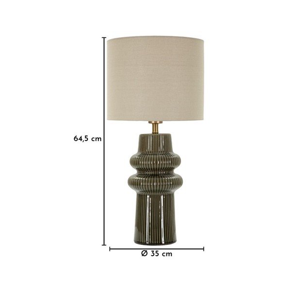 Khaki/krémovobiela keramická stolová lampa s textilným tienidlom (výška  64,5 cm) Harmony – Mauro Ferretti-image-4