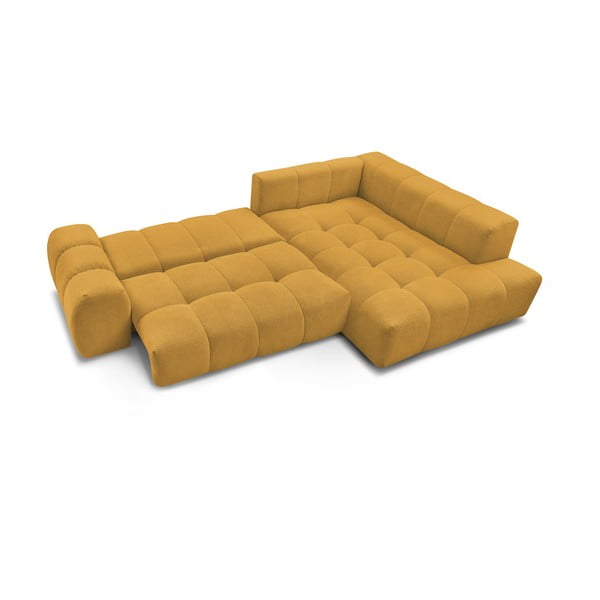 Ženilková rozkladacia/s úložným priestorom rohová pohovka v horčicovej farbe (pravý roh/do L) Everest – Bobochic Paris-image-4