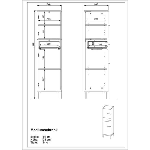 Tmavosivá kúpeľňová skrinka v dekore duba 34x123 cm Yonkers - Germania-image-3
