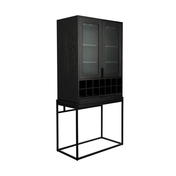 Čierna vinotéka z dubového dreva pre 20 fliaš, 89x181 cm Travis – Zuiver-image-2