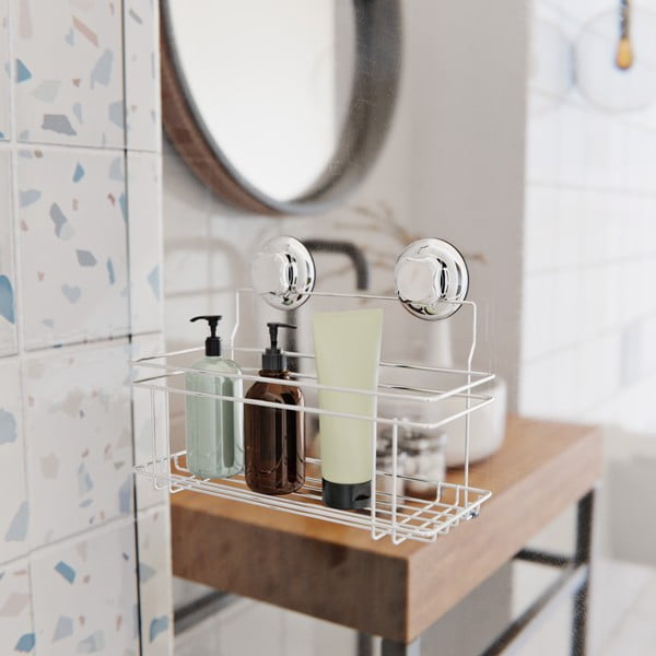 Samodržiaca kovová kúpeľňová polička v striebornej farbe Bestlock Bath – Compactor-image-1