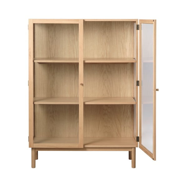 Vitrína z dubového dreva v prírodnej farbe 140x100 cm Elba – Unique Furniture-image-2