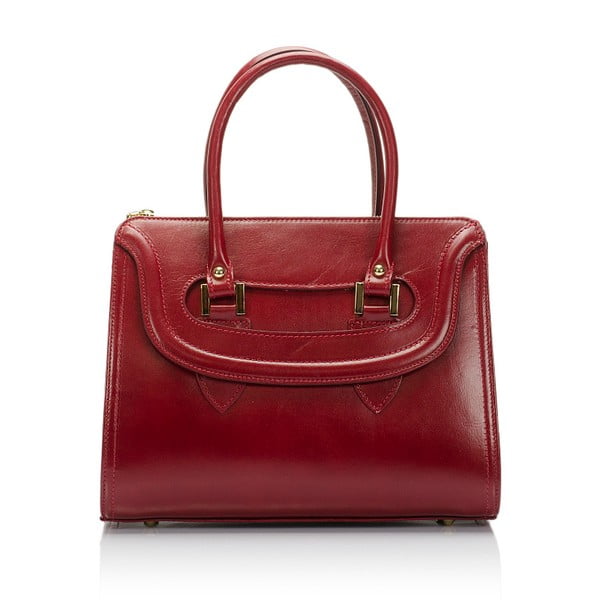 Červená kožená kabelka Lisa Minardi Cyrto