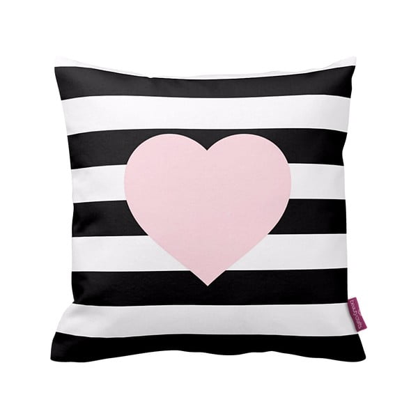 Čierno-biely vankúš Stripes Pink, 43 x 43 cm