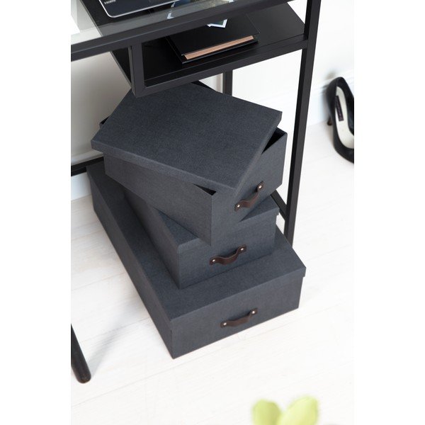 Súprava 3 čiernych úložných škatúľ Bigso Box of Sweden Inge-image-1