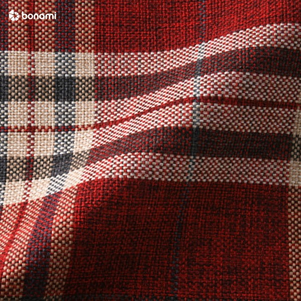 Červené kárované kreslo ušiak Max Winzer Lorris-image-1