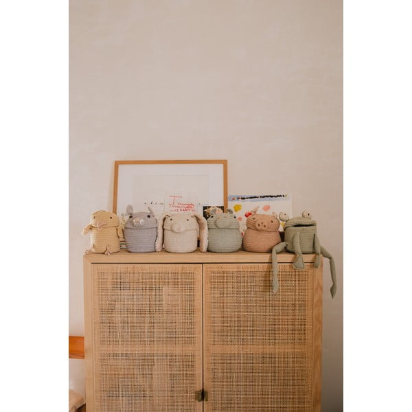 Svetlosivý látkový detský kôš na hračky ø 15x15 cm Mini Henry the Hippo – Lorena Canals-image-3