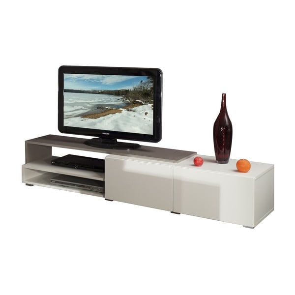 Hnedo-biely televízny stolík s bielymi zásuvkami Symbiosis Albert, šírka 168 cm