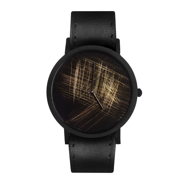 Unisex hodinky s čiernym remienkom South Lane Stockholm Avant Gold Scratch