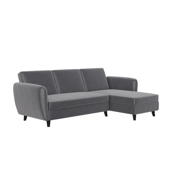 Sivá zamatová rozkladacia rohová pohovka Perry – Støraa