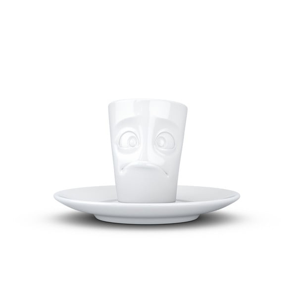 Biela sklamaná porcelánová šálka na espresso s tanierikom 58products, objem 80 ml