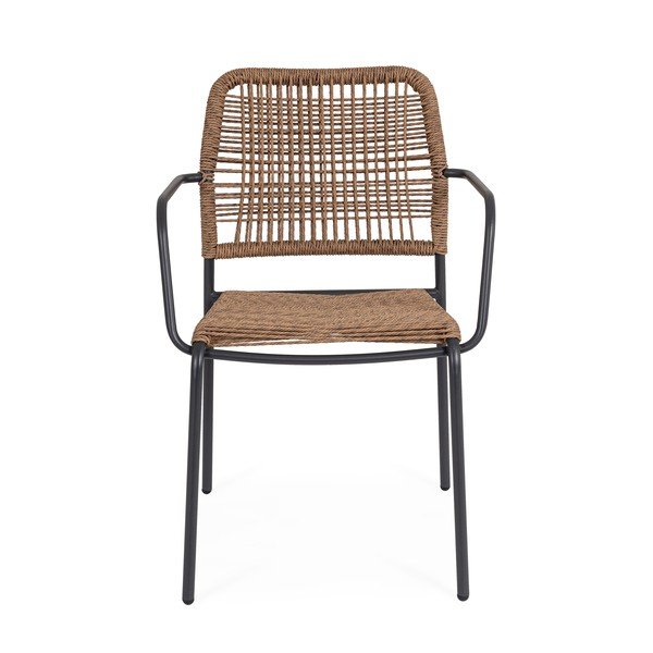 Tmavosivá/v prírodnej farbe kovová záhradná stolička Jable – Bizzotto-image-2