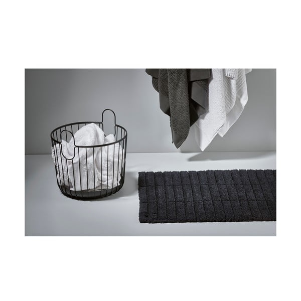 Čierna bavlnená kúpeľňová predložka Zone Tiles, 50 × 80 cm-image-1