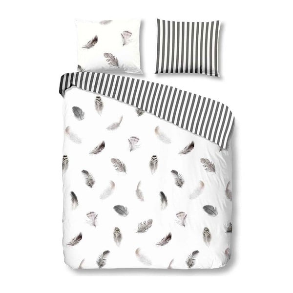 Obliečky na dvojlôžko z bavlny Good Morning Feathers White, 200 × 200 cm