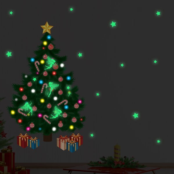 V tme svietiaca samolepka Walplus Magic Fairies Traditional Christmas