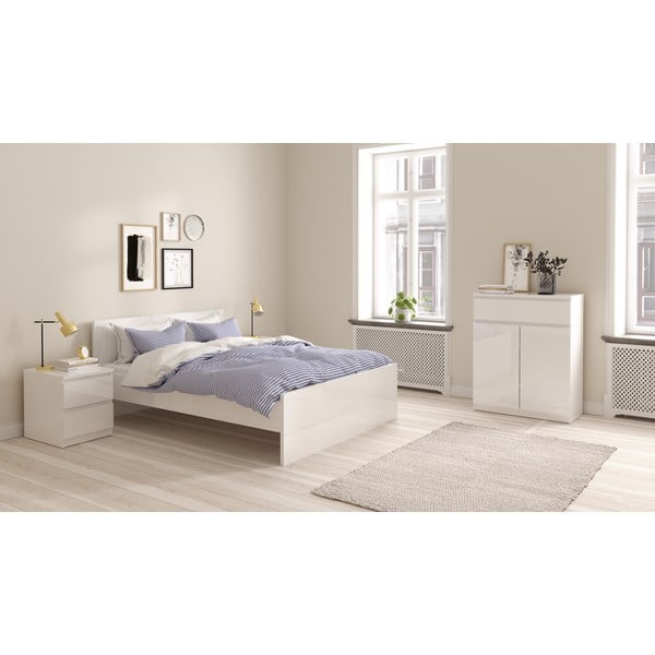 Biela dvojlôžková posteľ z drevotriesky bez roštu 140x200 cm Naia – Tvilum-image-1