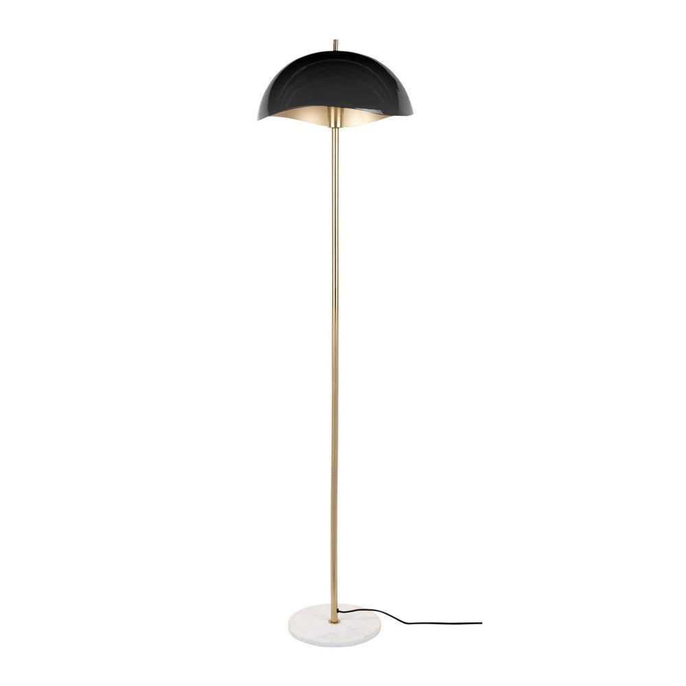 E-shop Stojacia lampa s kovovým tienidlom v čiernej a zlatej farbe (výška 154 cm) Waved – Leitmotiv
