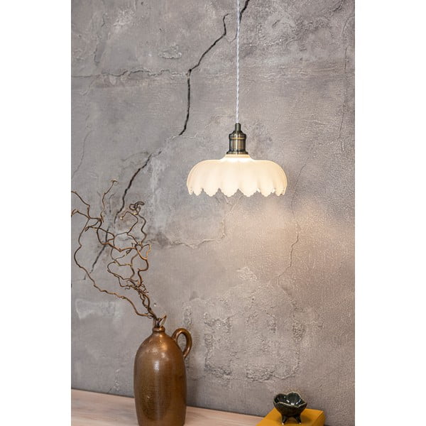 Závesné svietidlo so skleneným tienidlom v bielo-mosadzovej farbe ø 25,5 cm Kurage – Markslöjd-image-2