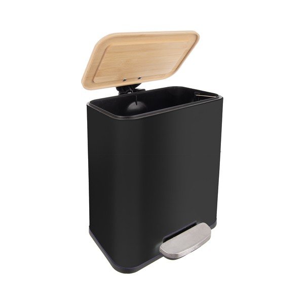 Čierny pedálový odpadkový kôš z nehrdzavejúcej ocele 5 l Black – Orion-image-3