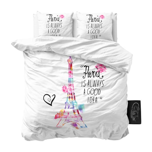 Biele obliečky z mikroperkálu Sleeptime Paris, 200 x 220 cm